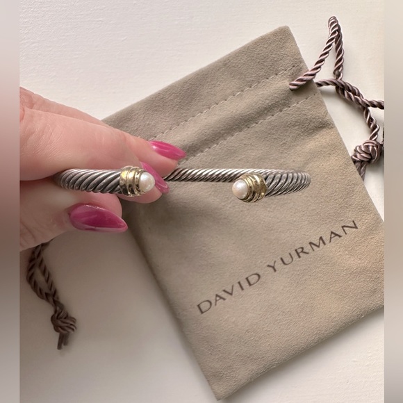 David Yurman Classic Cable Bracelet Sterling Silver with 14K Yellow Gold & Pearl - Picture 2 of 6